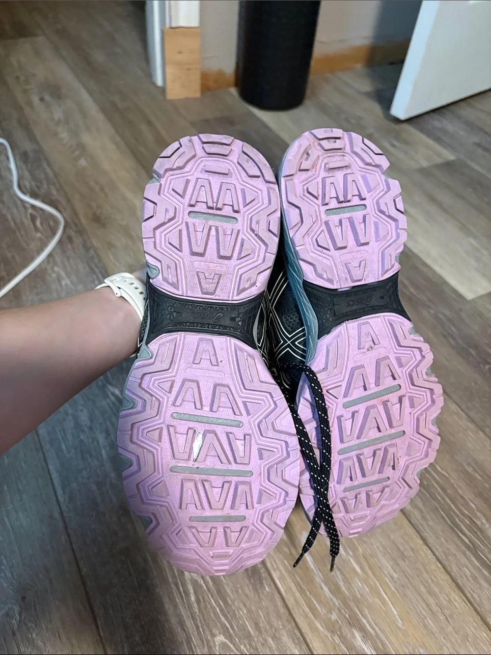 Asics Black and Light Purple Athletic Running Sneakers